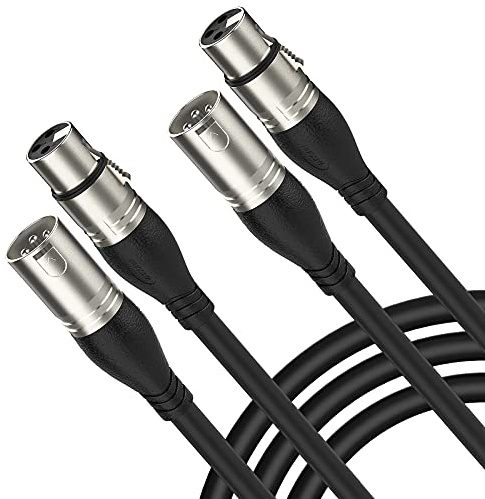 NUOSIYA 2m XLR Cable 2 Pack Balanced Microphone Cable 3 Pin XLR Male to Female Extender Cord for Studio Recorder, Mic, Mixer, Speaker System, Phantom Power