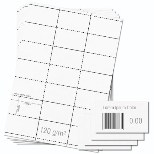 OfficeGear Lot de 25 feuilles de 525 étiquettes de prix pour codes-barres A4 120 g/m² - 38 x 70 mm - Carte micro-perforée non adhésive - Modèle inclus