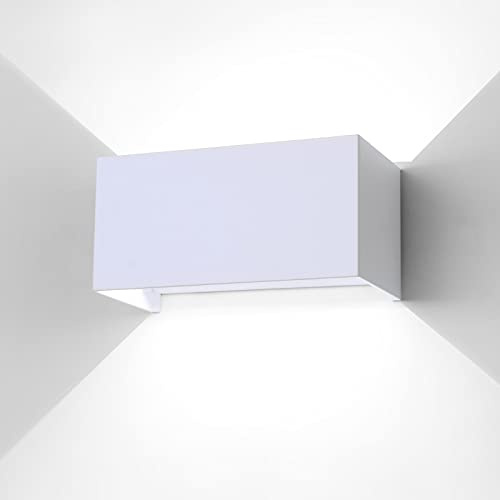 ENCOFT LED Wandleuchte Innen/Außen 24W Außenlampe Weiß Wand Wandlampe | IP65 Wasserdichte Außenwandleuchte, 6000K Warmweiß Außenleuchte, Up Down Wandlichter Lichtstrahl Einstellbar für Balkon