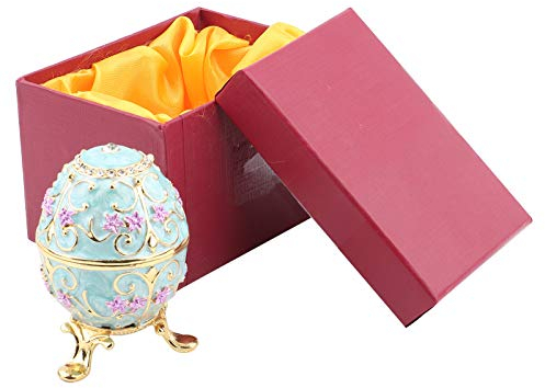 Sorandy Boîte à Bijoux Oeuf Pâques, Organisateur Boîte à Bijoux D'Oeuf Pâques émaillé Fait à la Main, Oeufs Fabergé Vintage avec émail Riche Décorations Bureau à la