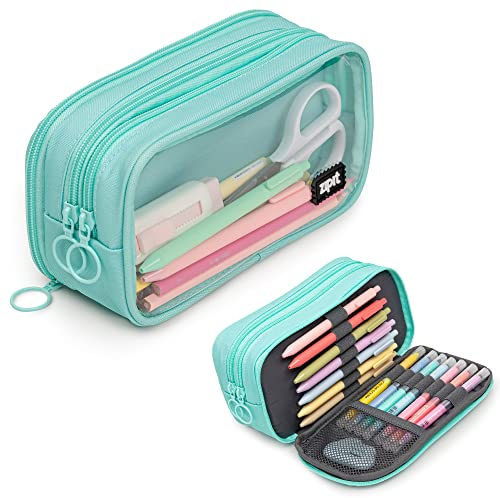 ZIPIT Half & Half Federmäppchen, Großes Mäppchen für Schule und Büro, Etui mit Organizer, Federmappe Minzgrün