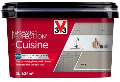 V33 Peinture de rénovation cuisine, Rénovation perfection Taupe satin 2L
