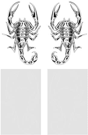 Be In Your Mind 1 Paire Autocollant 3D Scorpion Métal 10x6cm Étanche Antirouille Carrosserie Décoratif Décor Badge Emblème pour Automobile Moto