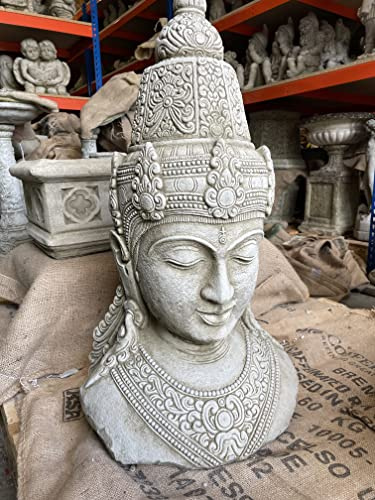 Statue de Bouddha en pierre XL - Buste oriental anglais - Décoration de jardin d'extérieur