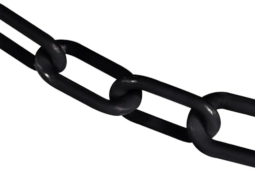 Mr. Chain Plastic Barrier Chain, Black, 3-Inch Link Diameter, 25-Foot Length (80003-25)