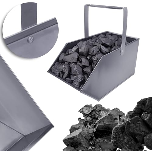 BAUSTER® Aschekasten Verzinkt Kohlenkasten/Aschebehälter Briketts Holz Koks Aschebehälter Kamingrill Zubehör Kohlewanne Kohlenschütte Abtransport Lagern Ascheschale Kamin Kasten
