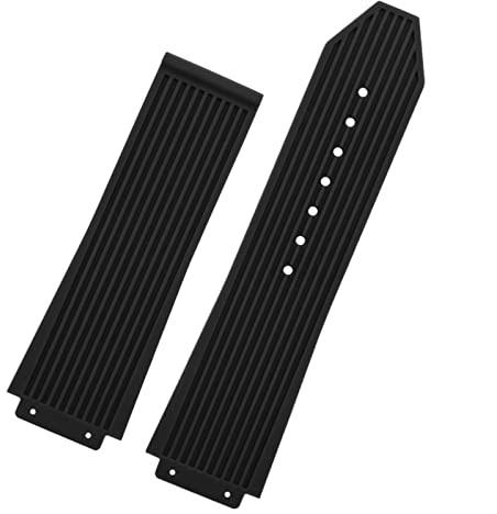 AEMALL Für Hublot BIG BANG Schwarz Blau Weiß Silikon Gummi Band Mit Männer Schmetterling Schnalle Uhrenarmband Zubehör 26 * 19mm, 25.19mm, Achat