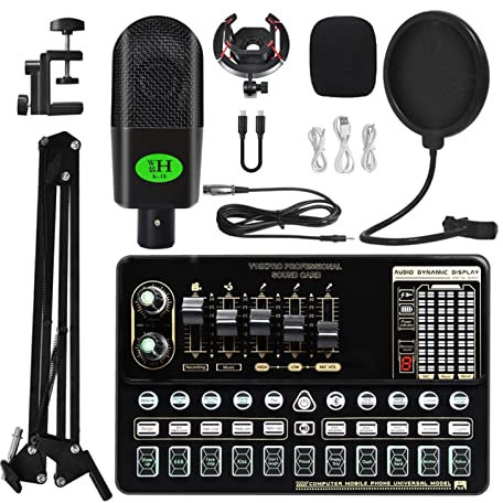 LERORA DJ-Equipment für die Party Podcast -Geräte Bundle Live Sound Card V10 Soundkarte Set Mikrofon -Mobiltelefon -Soundkarte Live -Set von Soundkartenausrüstung Live (Color : 7)