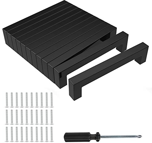 Baoweihua 12 Stück Türgriffe Küche Schwarz mit Lochabstand 160mm, Schrankgriffe mit Schrauben und Installationswerkzeugen, Geeignet für Möbel, Küche und Wohndekoration