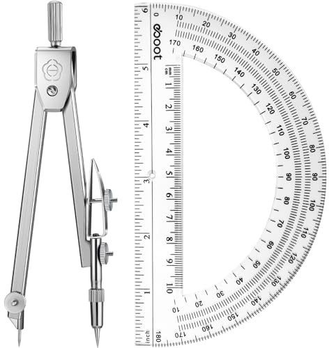Zonon Protractor and Compass Student Geometry Math Set, 1 Pcs, Clear