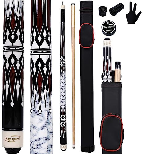 Ray speed Billard-Queuestab mit Hartschalenkoffer, Hartholz, kanadischer Ahorn, professioneller Billardstab, 147,3 cm, 2-teiliges Pool-Stick-Set