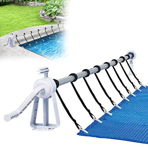 Aufun Pool Aufroller Premium 1,05-6,15 m, Mobiles Aufrollsystem für Poolplane & Abdeckung, Aufrollvorrichtung fahrbaraus aus Rädernwitterungsbeständigem Material Inkl. 8 Befestigungsbänder
