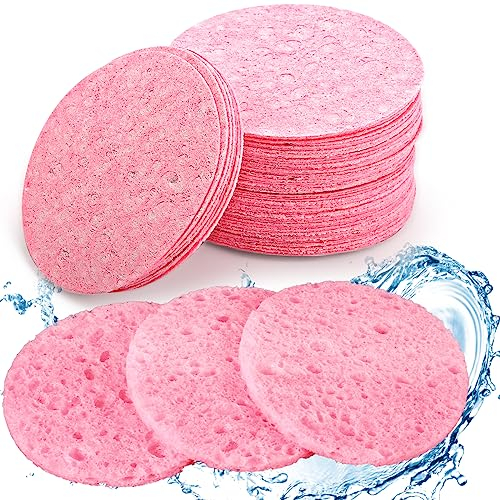 50 Pièces Éponge Visage Faciale Compressée Éponge de Beauté Naturelle Réutilisable pour le Nettoyage et l'Exfoliation du Visage pour les Soins Quotidiens de la Peau et le Demaquillage Visage