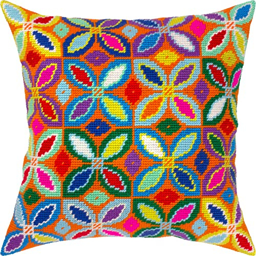 Brvsk Sunbeams. Embroidery Kit w/Printed Tapestry Canvas (40 × 40 cm) — Embroidery Cushion Kit for Creative Home Décor — Needlework Kit for Adult Beginners