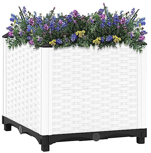 Homgoday Fioriera Rialzata Fioriera Rialzata da Esterno Fioriera Balcone Aiuola Rialzata per Orto Aiuola Rialzata Fioriera da Esterno Orto Verticale da Esterno 40x40x38 cm in Polipropilene