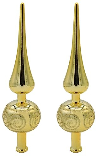ABOOFAN Weihnachtsbaumspitze 2 Stück Vintage-Baum Aus Kunststoff Finals-Kollektion Aus Geblasenen Weihnachtsbaumkronen Metallischer Baumschmuck Für Weihnachtsfeiertagsdekorationen Golden