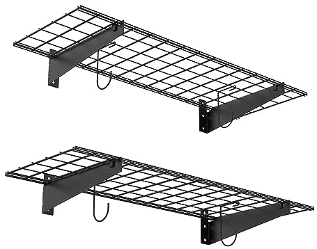 TORACK 2 Pack Garage Wall Shelves, 15 x 45 Wall Mounted Wire Shelves for Garage Heavy Duty Wall Shelving(Pack of 2, Black)