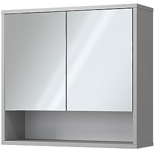 Vicco Badspiegelschrank Eliza, Grau, 70 x 65 cm | mit 2 Türen, zur Wandmontage geeignet und kombinierbar mit Eliza-Serie