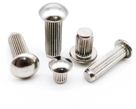 DAGROD SeroNi 10/50 Uds M2 M2.5 M3 M4 M5 A2-70 304 Acero Inoxidable Semi botón Cabeza Redonda vástago moleteado Remache sólido GB827(M4 10pcs,10mm)