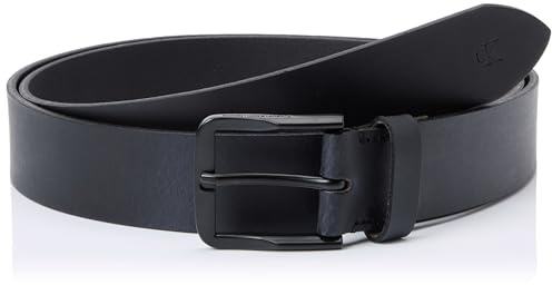 Calvin Klein Jeans Cintura Uomo Classic Flat in Pelle, Nero (Black/Black), 130 cm