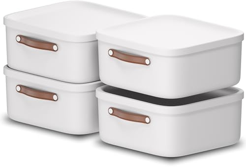 Rotho Maloja 4er-Set Aufbewahrungsbox mit Deckel 20l, Kunststoff, weiss, 20 (39.5 x 38.0 x 17.7 cm)