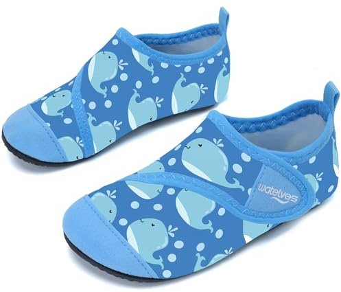 Swim Water Shoes Boys Kids Toddlers Baby Beach Shoes Aqua Pool Swimming Socks River Sea Sand Footwear（Whales Blue 26/27）