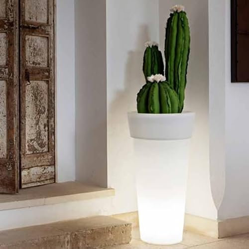 Macetero Luminoso Redondo Italy Maceta 90 cm con Luz LED RGB, Cable o batería (Batería Color Luz RGB)