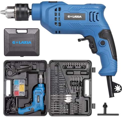 G LAXIA 550W 2-in-1 Hammer Drill,13mm Chuck,Variable Speed 105 Accessory | 0-3000RPM Variable Speed Electric Corded Drill,360° Auxiliary Handle,for Drilling And Hammering For Home Renovation Work
