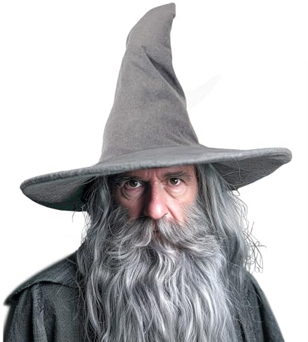 gagift world Wizard Hat, 18IN Large Witch Hat for Witch Costume, Funny Cosplay Accessories for Halloween Costume (Gray)
