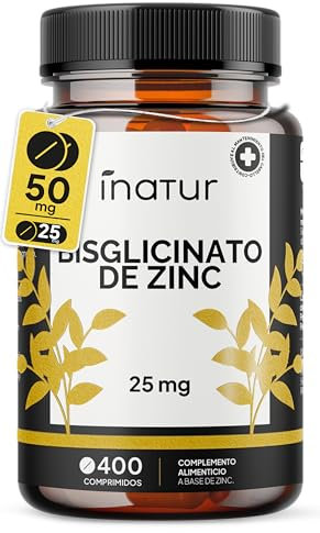 Zinc Bisglicinato 25 mg 400 Comprimidos (+1 Año) | Para el Pelo, Piel y Uñas | Antioxidante | Vegano