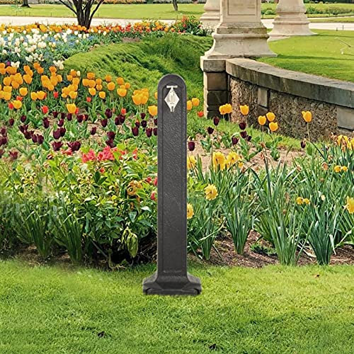 Brokky Cisterna da Giardino con Rubinetto Antracite Effetto Pietra-Fontana da Giardino, per Esterno. Fontanella a Colonna Moderna, in Acciaio. Rubinetto in Ottone, Flessibile