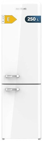 Cecotec Frigorífico Combi Retro 250 L Bolero CoolMarket Combi Origin 250 NF White E, Clase Energética E, Total no Frost, Fasta cooling, Multi Airflow, Himidity Box, Alarma Puerta, 54 x 68,8 x 186,5cm