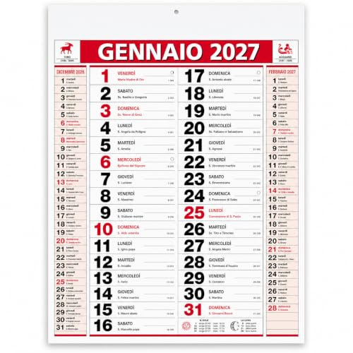 Cormar Calendario da Parete Anno 2027, Formato 30 x 42 cm Ideale per Casa e Ufficio