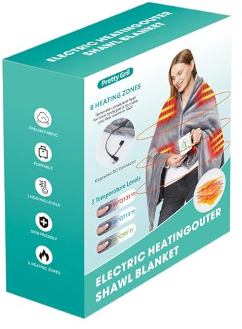 Janurium Tragbare Heizdecke, Poncho, elektrisch beheizbar, schnelle Erwärmung – tragbare Heizdecke für , Freunde, Kollegen