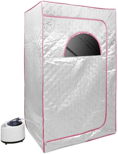 Sauna, Sauna de Vapor portátil, sauna plegable cabina, ajustable de 1 a 9 velocidades, taburete no incluido, con vapor, para los spas de sauna tienda en casa (100 x 80 x 170 cm, plateado)