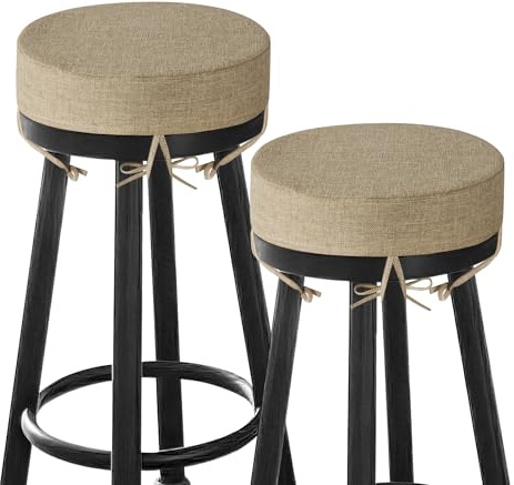 MineCozy Barhocker-Kissen, rund, 7,6 cm dick, runde Sitzkissen für Stühle, rutschfeste Bistrostuhl-Pads mit maschinenwaschbarem Bezug (30,5 cm, Beige)