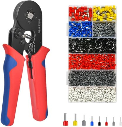 Crimpzange Aderendhülsen Set, Crimping Tool Kit, Crimpzangen 0,25-10mm² Aderendhülsenzange mit 1800 stück Aderendhülsen Set für DIY Elektrische Reparatur Kabel Crimpen