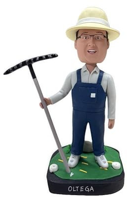 Custom Farmer Bobblehead - Figura personalizada para hombres, hecha a partir de tu foto, hombre con azada, regalo de arcilla hecho a mano para el día del padre, granja, oficina, decoración del hogar