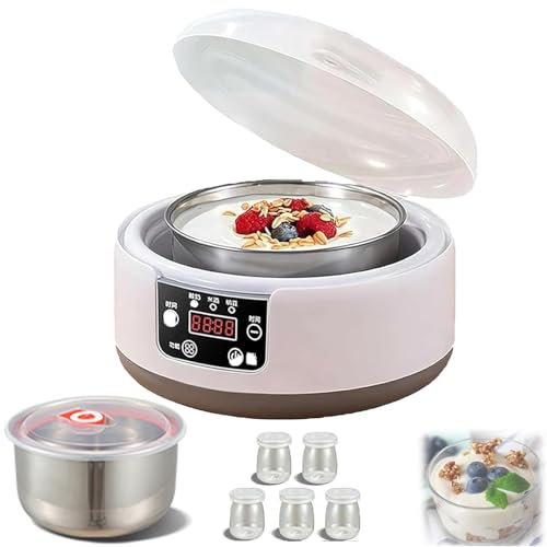 1.2L/1.6L Yogurtera Automática Eléctrica, Yogurtera Con Pantalla LED Y Temporizador, Revestimiento De Acero Inoxidable, Control Automático De Temperatura Constante, Para Yogur Ecológico Casero, Natto
