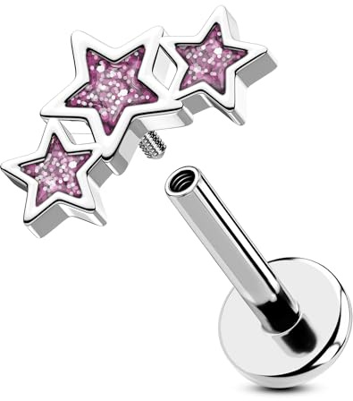 OUFER Body Piercing 16G Helix Piercing Jewelry 316L Surgical Steel Lip Studs Bars Curved Flat Back Earring Internally Threaded Helix Tragus Earrings Jewellery Lippenpiercing