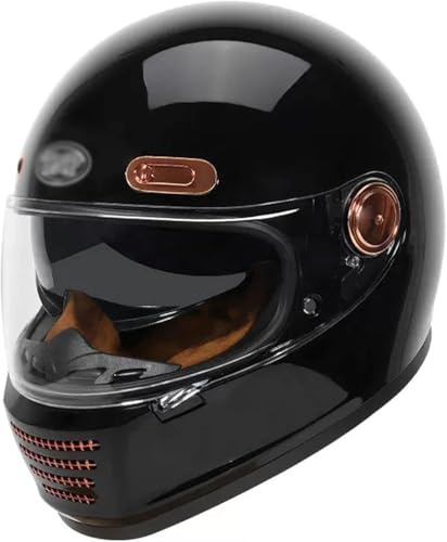 Caimcie Retro-Motorrad-Motocross-Helme, Vintage-Motorrad-Integralhelme mit Visier, Herren-Damen-Motorradhelm, Lokomotiv-Offene Helme, ATV-UTV-Helme, DOT/ECE-Zulassung B,XL=61-62cm