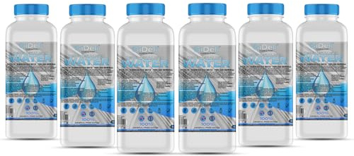 GiDeli Demineralisiertes Wasser 6 x 1L Destilliertes Wasser für Bügeleisen, Batterien, Kühler, Luftbefeuchter, Aquarium & Labor Wasser ohne Kalk, geruchlos, klar
