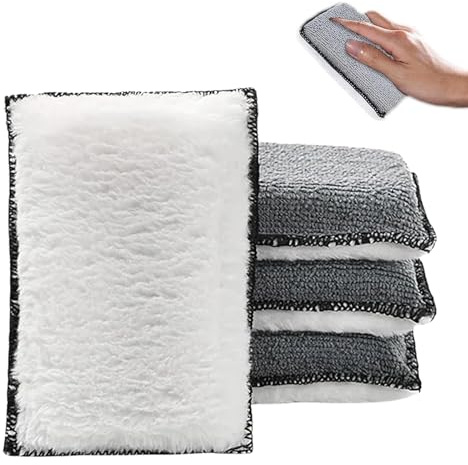 4-Pack Double-Sided Car Detailing Scrubber Pads Kit - Reusable Interior Cleaning Sponges for Leather, Plastic & Upholstery