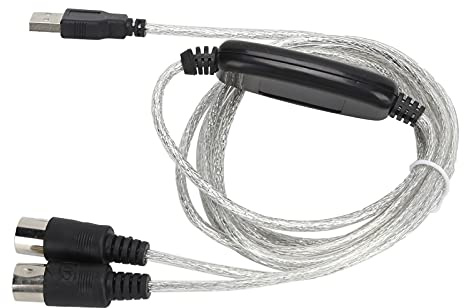 SUNGOOYUE USB-Midi-Kabel, Integrierter Treiber, Echtes Plug-and-Play, Robustes Design, Vielseitige Verwendung mit Klarer LED-Anzeige, Zwei Fünfpolige Rundstecker an Einem Ende und USB-Stecker Am