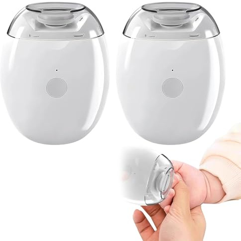 2PCS Universal Automatic Fingernail Grinder - Electric Nail Clipper with LED Light & 3 Speed Settings,Super Quiet Smart Nail Trimmer for Baby, Kids, Adults with Transparent Dust-Proof Case