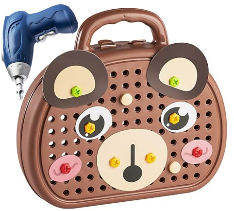 Kids Tool Set, Kids Screw Tool Box with Electric Drill, Engineering Playset Construction Toy for Preschool, Young Children, Girls, Boys, Over 3 Years Old, Hands On Learning and Creative Building Fun
