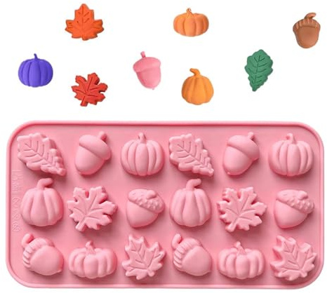 Silicone Christmas Chocolate Moulds1Pack –Pumpkin Maple Leaf Shape Candy Baking Molds for Holiday Treats – Non-Stick Festive Cookie Mould Set for DIY Baking – Food Grade Holiday Baking Tools