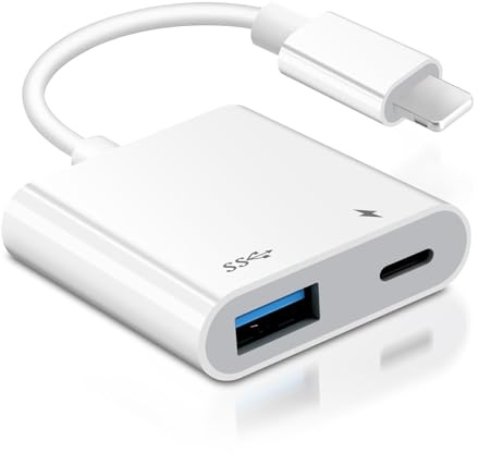 APKLVSR [MFi Certified] Light-ning Adapter mit Ladeanschluss, Light-ning auf USB Adapter OTG für iPhone & iPad, Kamera, USB-Stick, Tastatur, Maus, MIDI