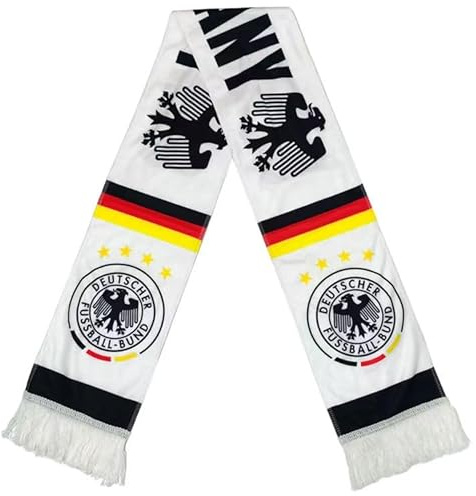 Fanschal 2026 WM Fußball Fanschal Nationalmannschaft Fußball Fanschal mit Länderflaggen und Emblemen, Deutschland (weiß), Einheitsgröße