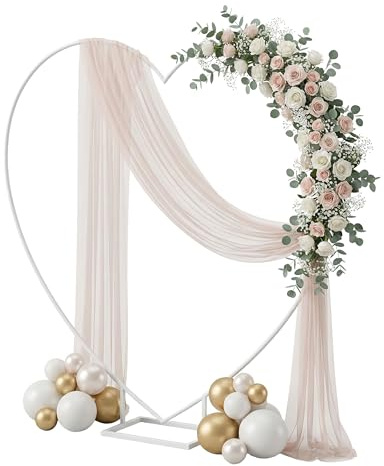 Relaxdays Arco de Globos, Forma de corazón, Metal, Boda, Compromiso, Blanco | Al x An: 220 x 220 cm, flores